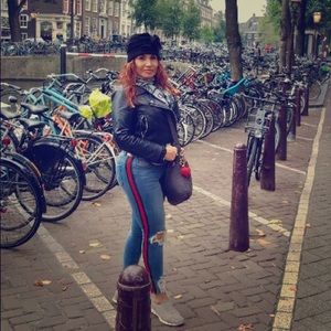 Side striped Jeans distressed stretchy